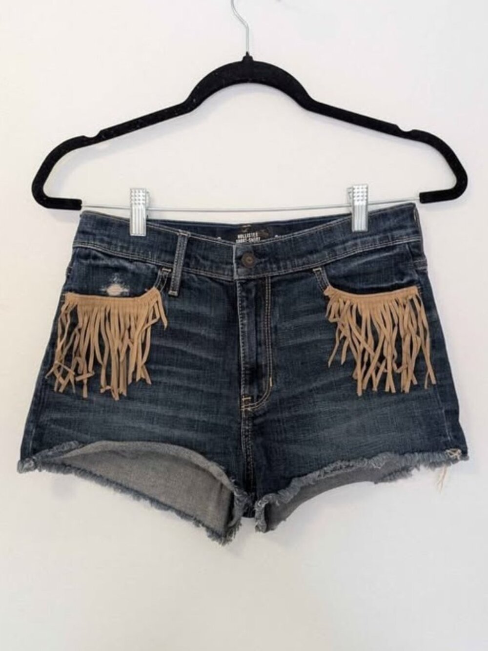Hollister Fringe Western Denim Jean Short Shorts Size 3 / 26w